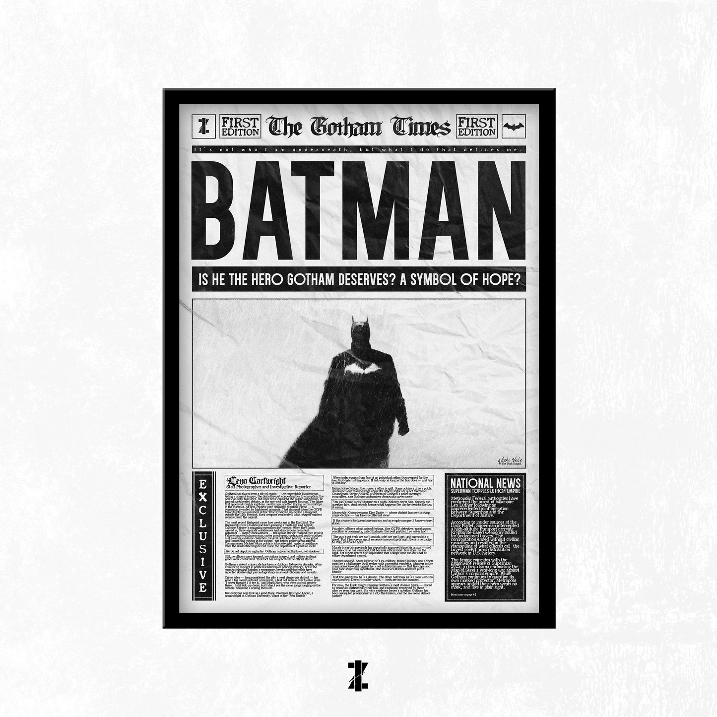 Batman A Symbol Of Hope? (A3 Poster, Monochrome Colour)