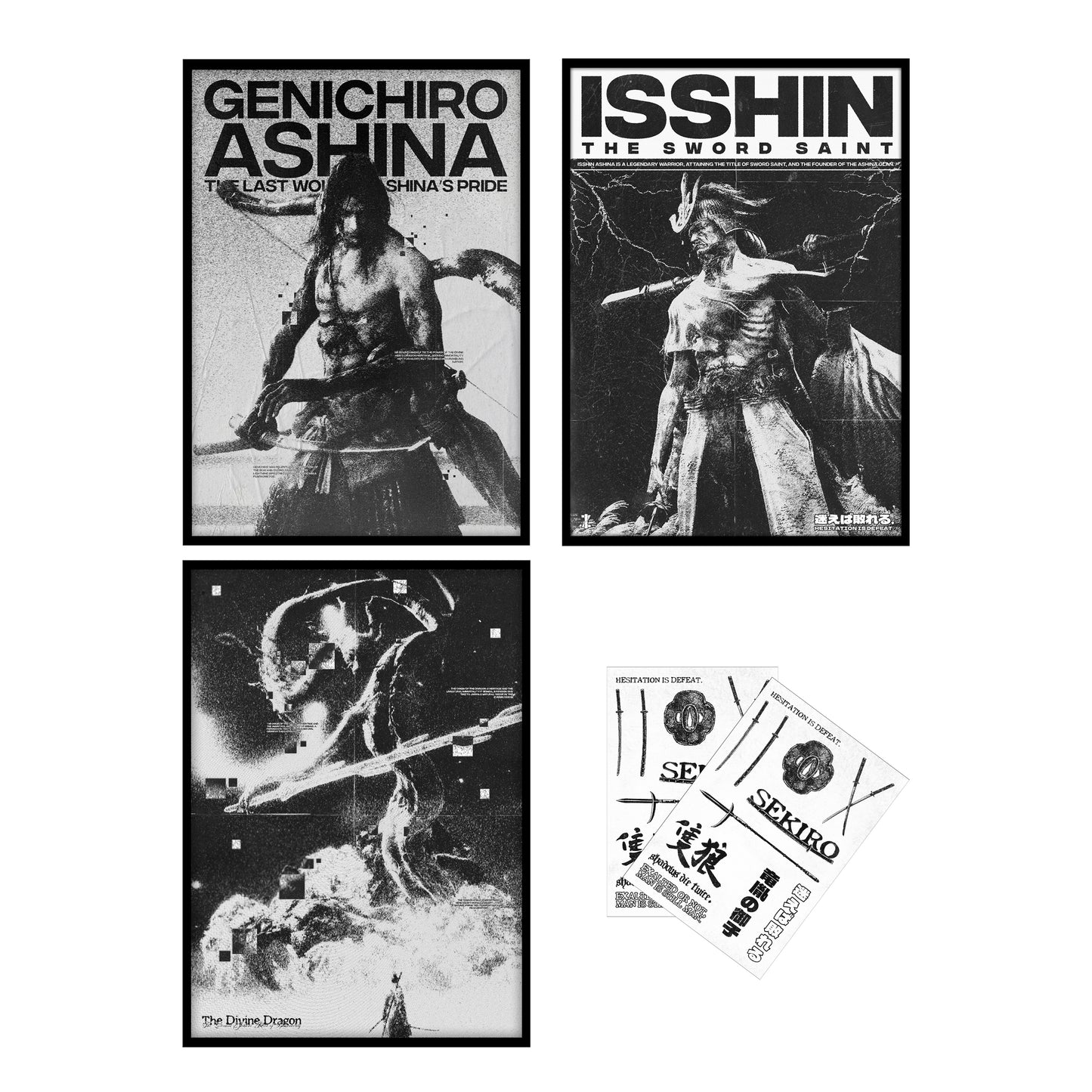 Hesitation Is Defeat Collection (Includes 3 Posters & 2 sticker packs)