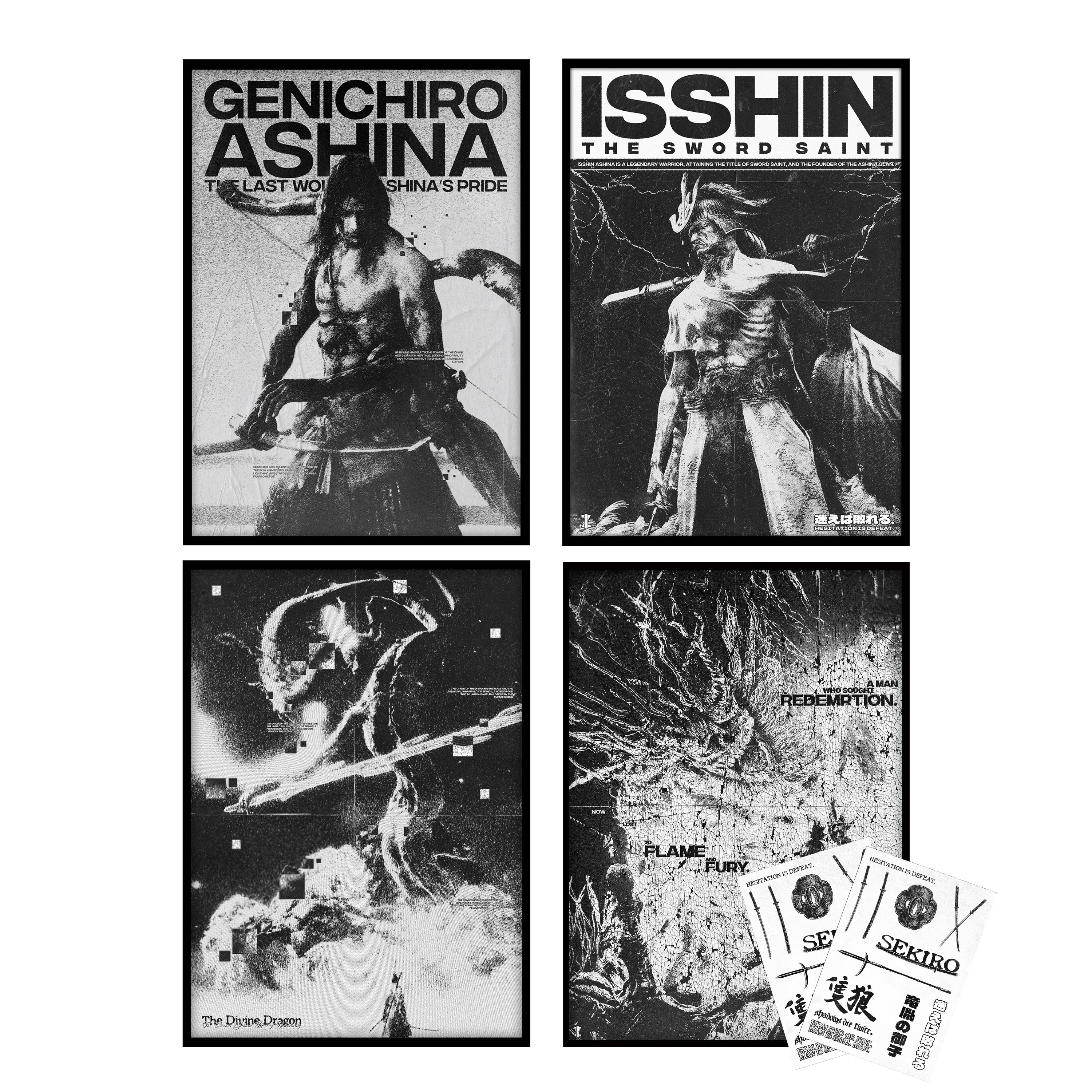 Hesitation Is Defeat Collection (Includes 4 Posters & 2 sticker packs)