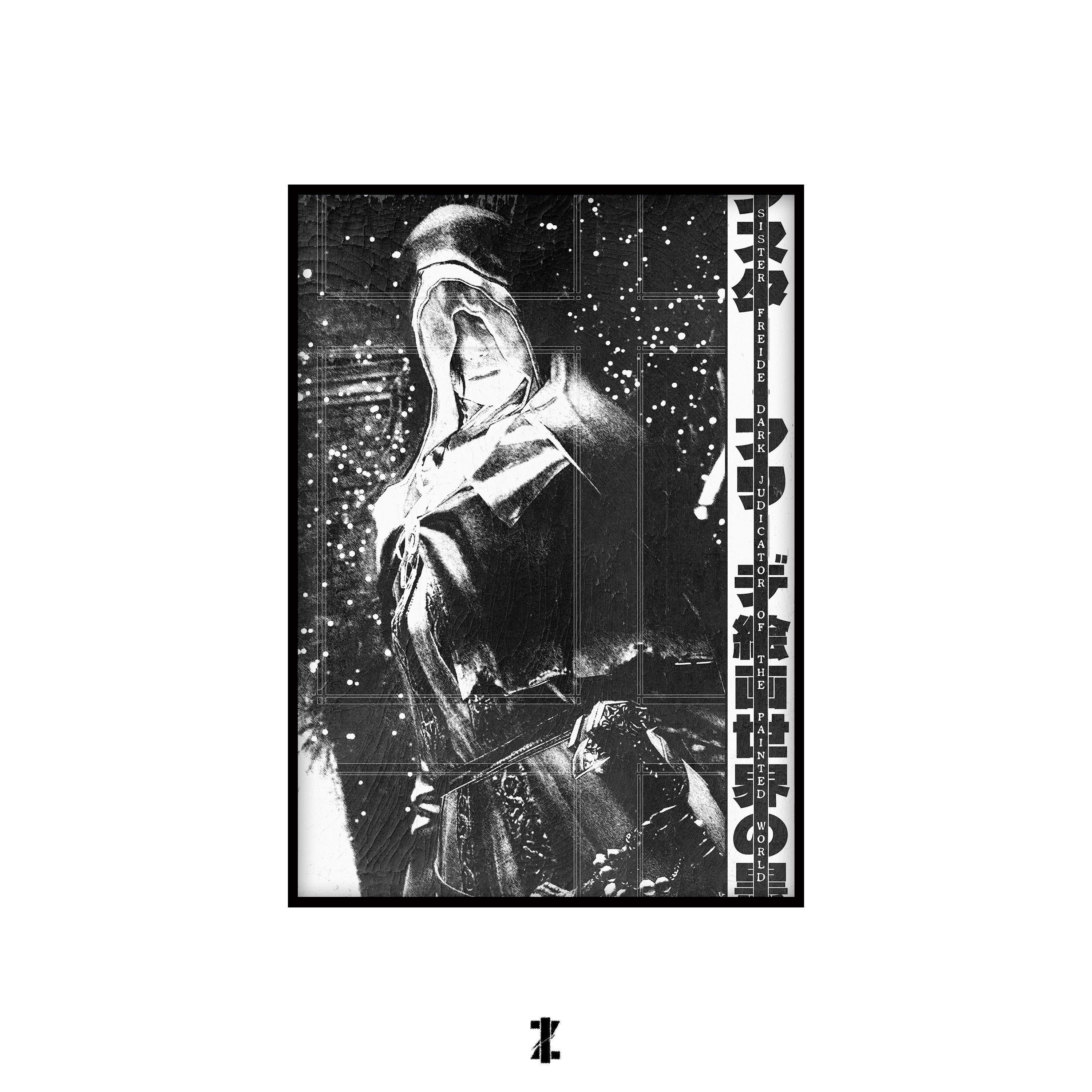 Sister Friede Dark Judicator of the Painted World (A3 Poster, Monochrome Colour)