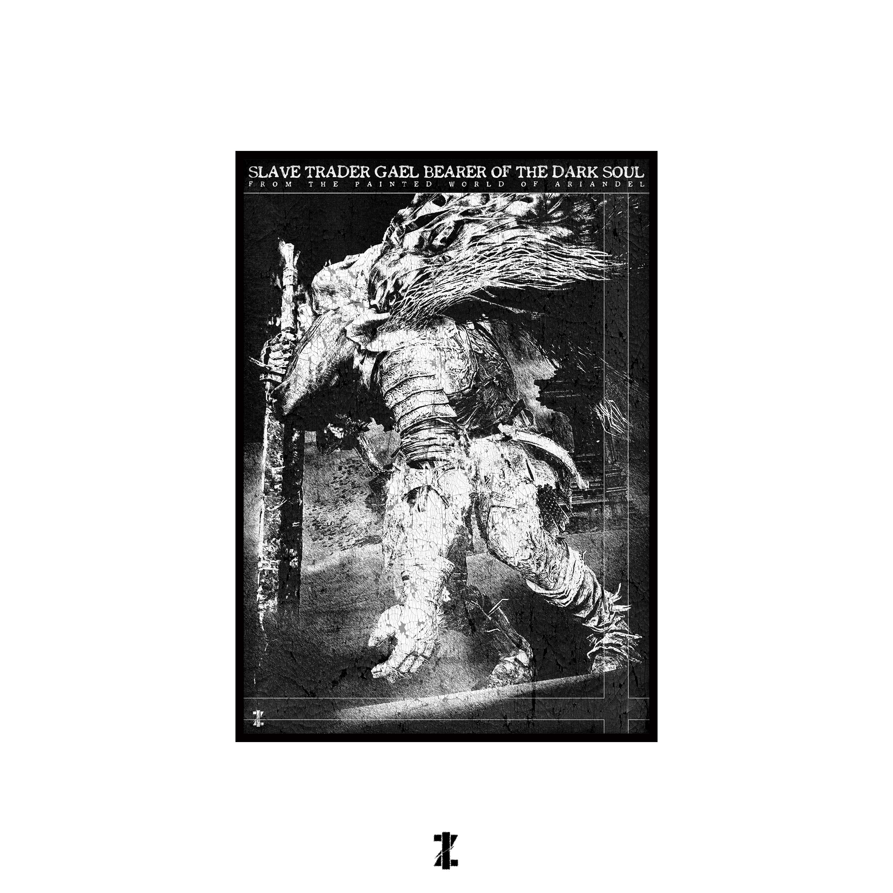 Slave Knight Gael Bearer of the Dark Soul (A3 Poster, Monochrome Colour)