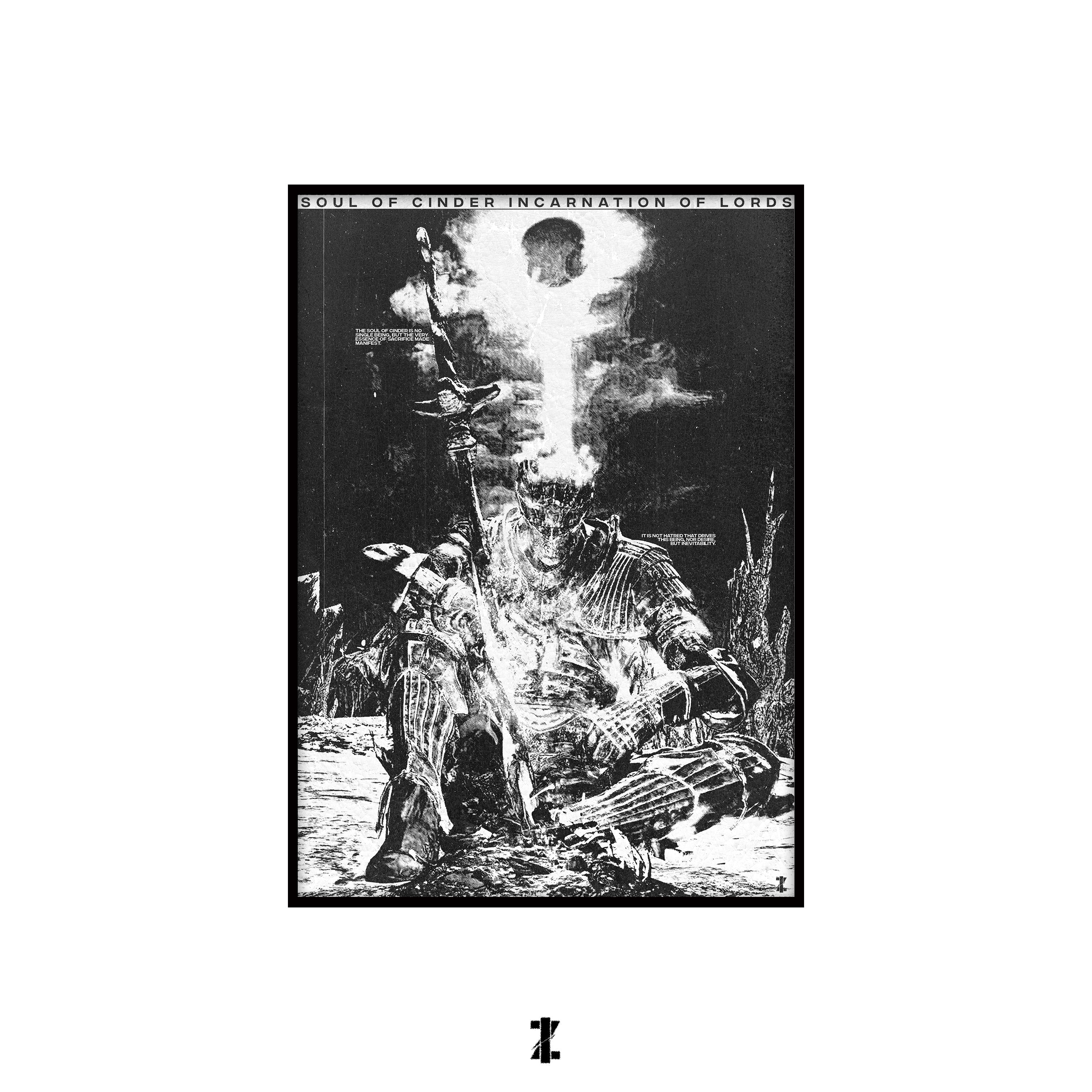 Soul of Cinder Incarnation of Lords (A3 Poster, Monochrome Colour)