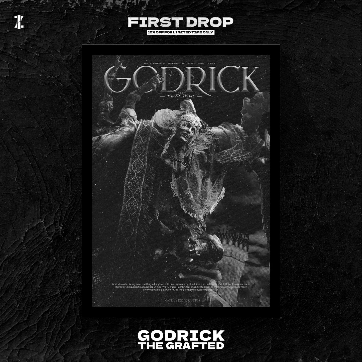 Godrick The Grafted - ELDEN RING (A3 Poster,Monochrome Colour)