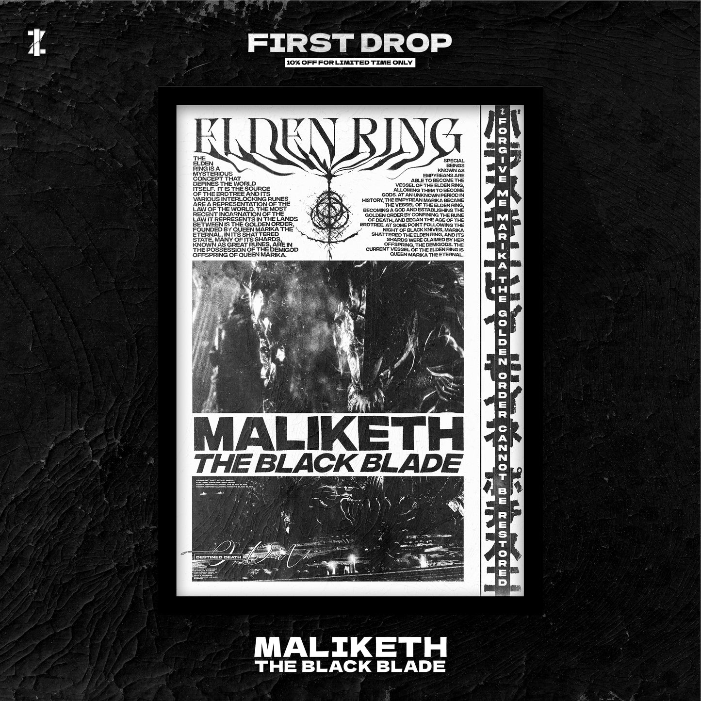 Maliketh, The Black Blade - ELDEN RING (A3 Poster, Multicolour)