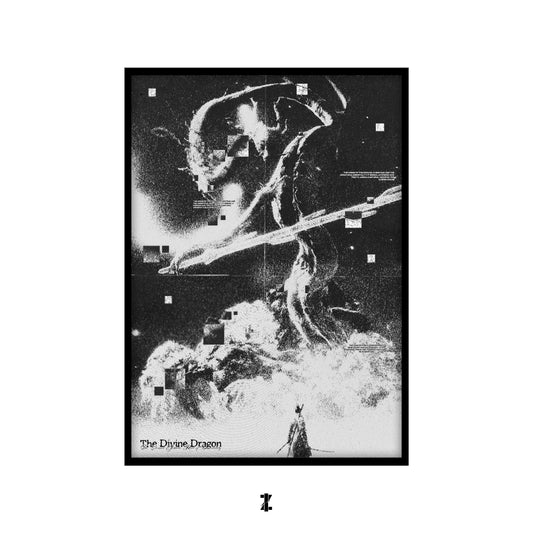 The Divine Dragon The Immortal Sakura Root Of Immortality (A3 Poster, Monochrome Colour)